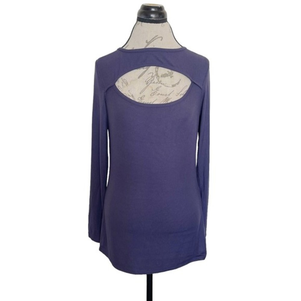 For Gand PL Blouse Top Peekaboo Cut Out Ribbed Size Medium Long Sleeve Knit